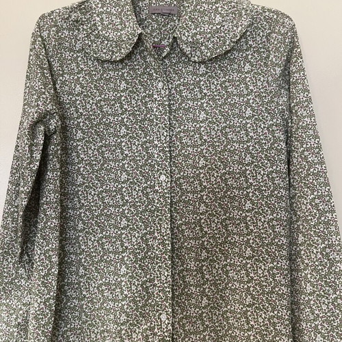 Floral poplin shirt with large collar, like new, size S