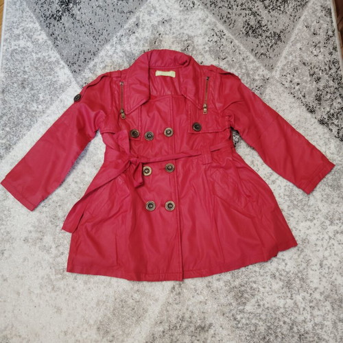 Red spring/autumn trench coat for 5-6 years old girl, like new