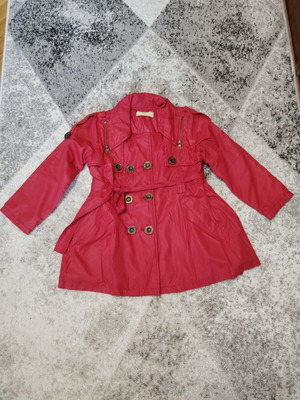 Red spring/autumn trench coat for 5-6 years old girl, like new