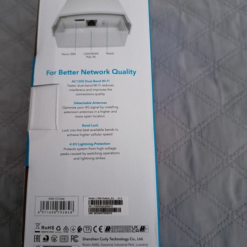 Cudy AC1200 Wi Fi Router Model LT500 Outdoor Nano Sim Card new