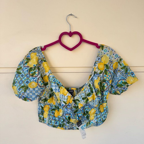 Positano print top new with tag, Primark, blue and yellow