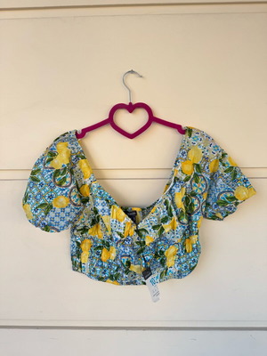 Positano print top new with tag, Primark, blue and yellow