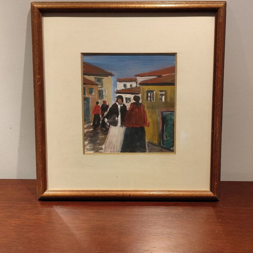 Manos Zacharakis painting used with female figures and frame