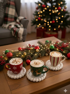 Porcelain coasters new for Christmas decoration