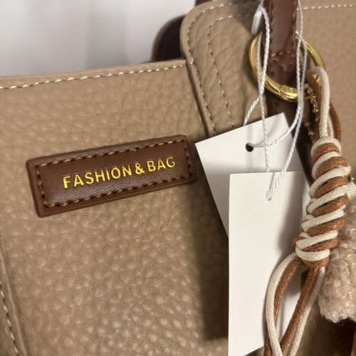 Beige Tote Handbag new with teddy bear charm