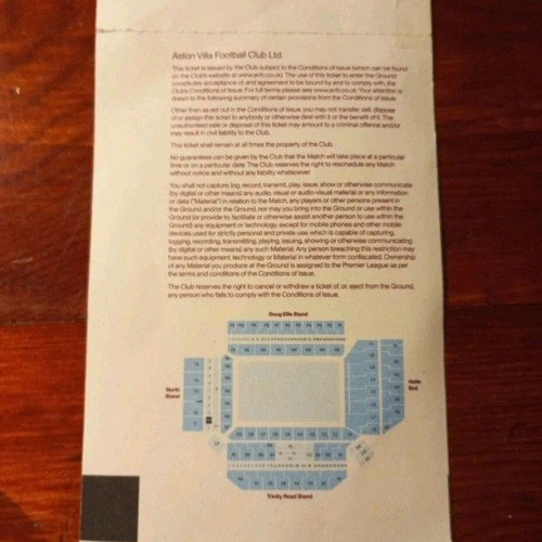 Aston Villa vs Olympiacos Football Ticket like new, Conference League semifinal 2/5/24