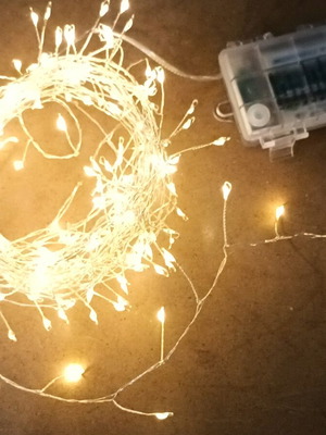 Battery-Powered String Lights 6 m, 200 LED, warm white, like new