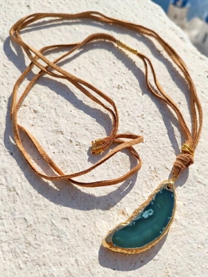 Long necklace with turquoise onyx pendant new