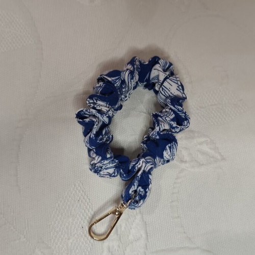 Handmade keychain with parrot charm, scrunchie style