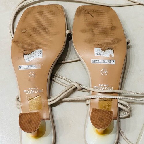 Migato sandals with straps and unique heel, like new