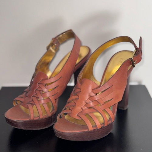 Ralph Lauren leather sandals used, tan color, size 38.5