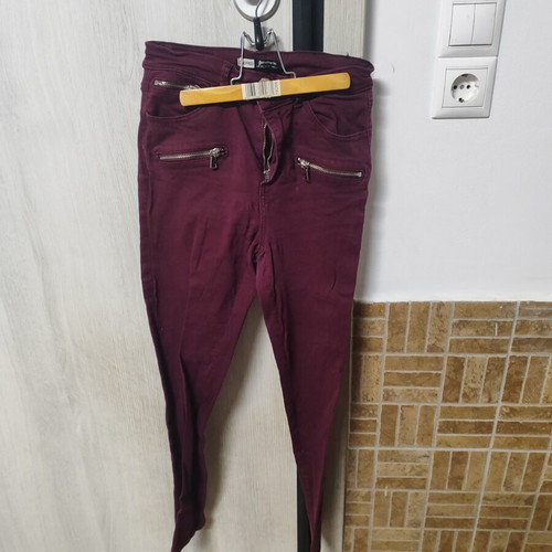 Stradivarius elastic women's pants, burgundy, size 34