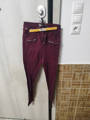 Stradivarius elastic women's pants, burgundy, size 34
