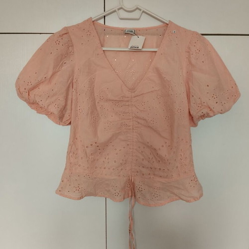 Pimkie blouse new pink salmon kipur fabric size 38