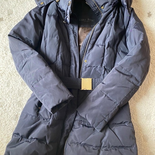 Long down jacket Zara used, blue and brown
