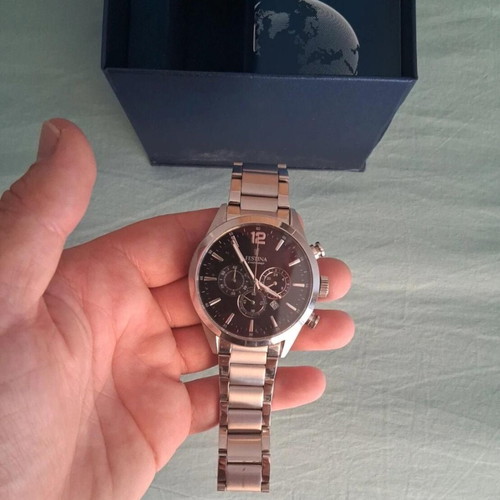 Festina men's wristwatch, grey, with box and warranty