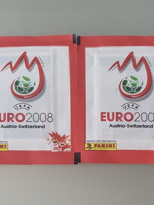 Panini UEFA Euro 2008 φακελάκια αυτοκόλλητα καινούργια, σετ 2 κόκκινα