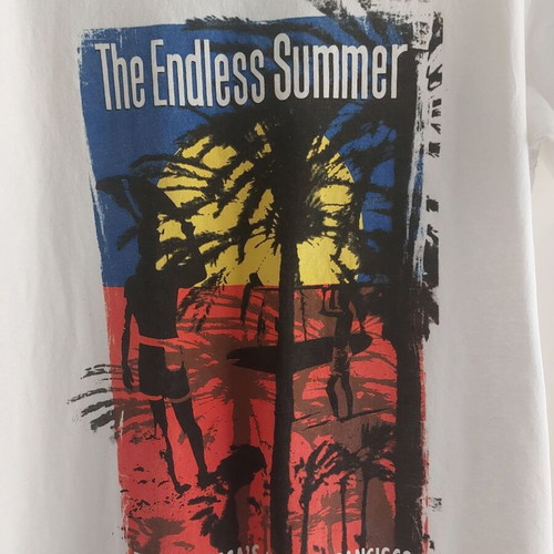 White t-shirt with print used, size L, 100% cotton