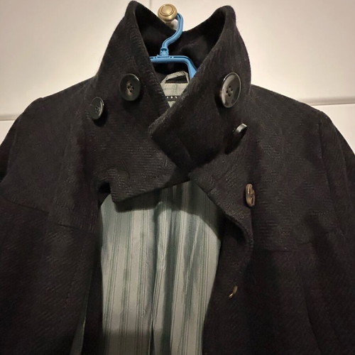 Sisley coat used charcoal check size S with high collar