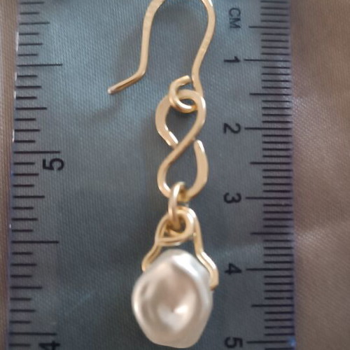 Gold earrings with pearls handmade from scratch, new