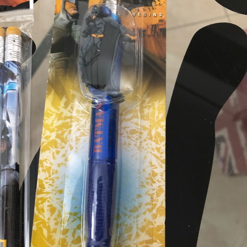 Batman Begins Movie school set with 5 pencils pen sharpener eraser and new coin purse