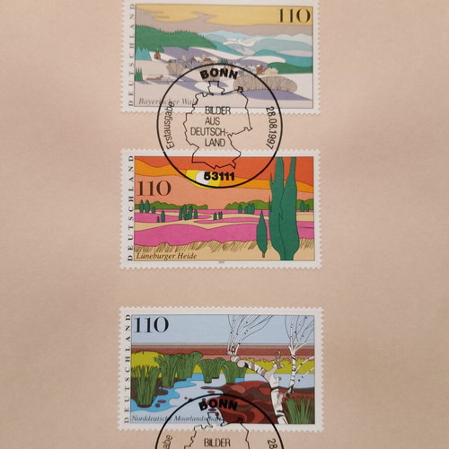 German stamps 1997 with Bonn first day cover postmark, 3 mint blocks