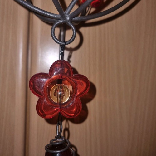 Vintage metal tealight candle holder like new with glass decorations