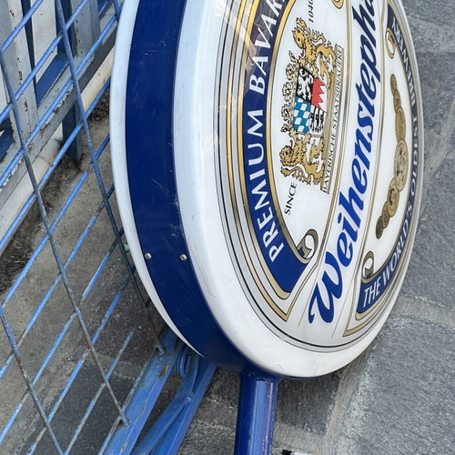 Weihenstephan vintage illuminated beer sign used, 65×60 cm