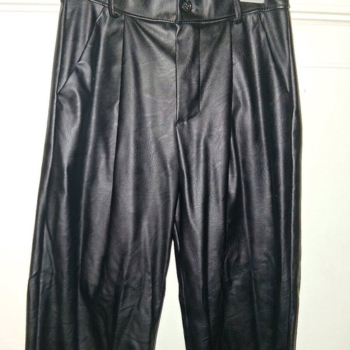 Black leatherette pants like new, straight comfortable fit