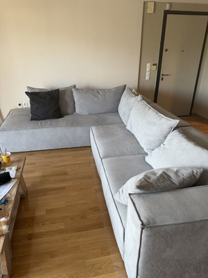 Greek-made soft grey sofa, waterproof, 340x260cm