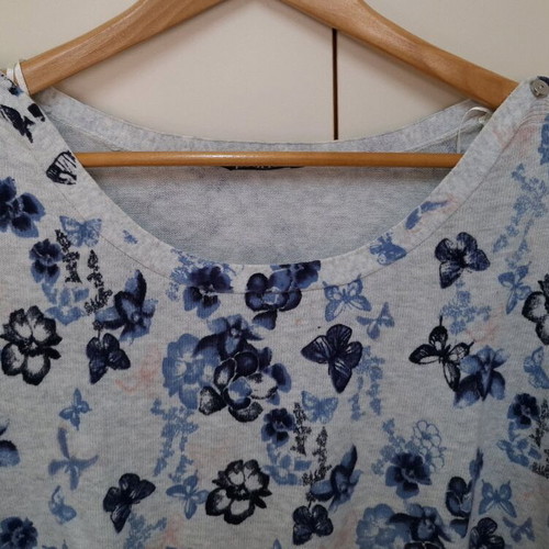BHS autumn sweater new, grey with blue floral pattern
