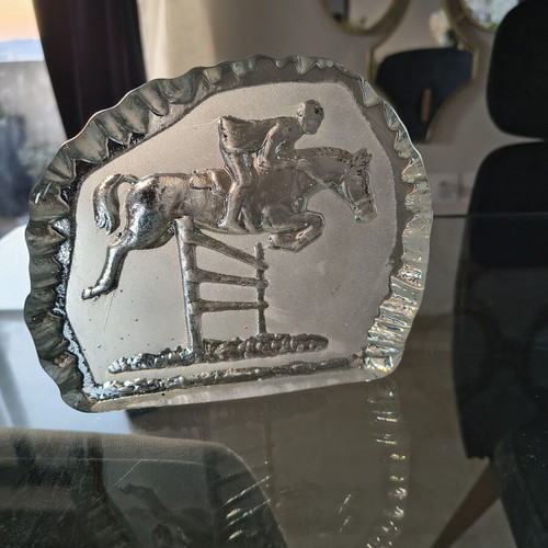 Vintage crystal equestrian sculpture '80s