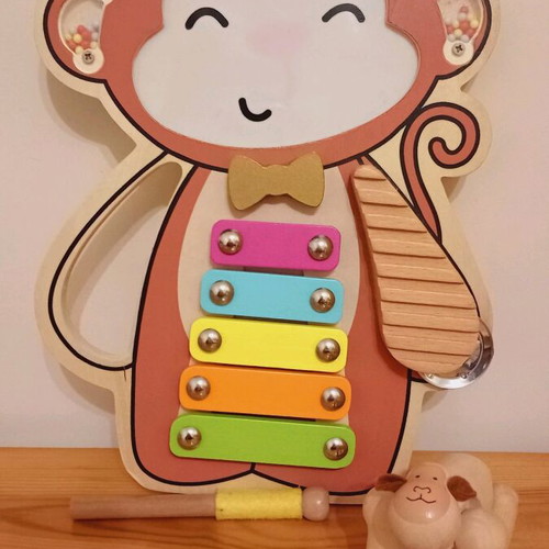 ELC Giant Wooden Activity Cube and Wooden Music Set like new