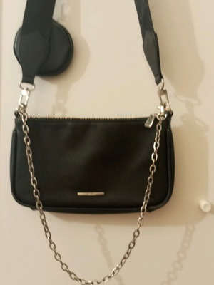 Cross bag used with detachable wallet, black