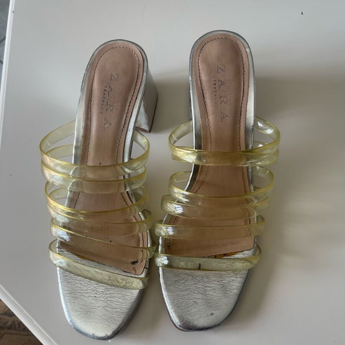 Zara silver mules size 37 used