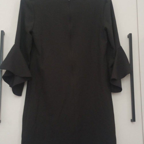 Mini black dress like new, bell sleeves 3/4 with ruffles