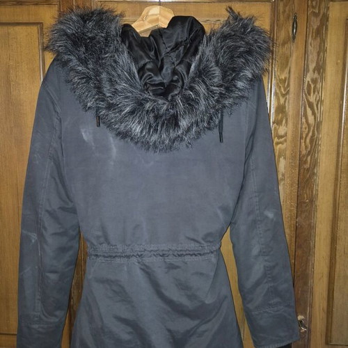 Superdry parka jacket used, grey pencil, small