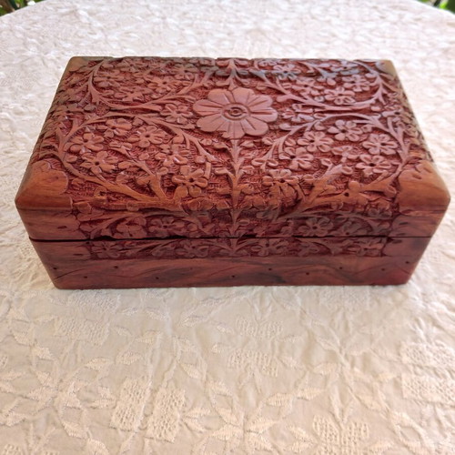 Set of 3 handmade woodcarved boxes from rosewood with velvet lining