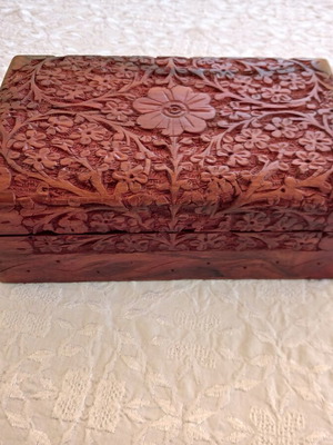 Set of 3 handmade woodcarved boxes from rosewood with velvet lining