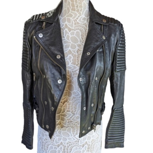 Mango leather jacket used, small, black, biker style
