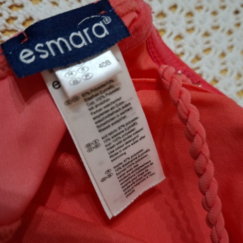 Bikini set like new, Esmara top coral and Ocean Club patterned bottom, size M