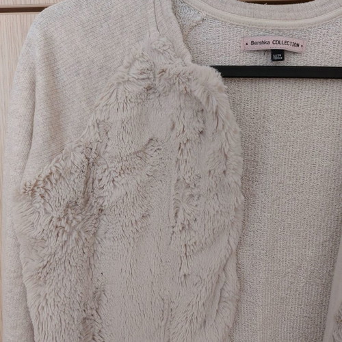 Bershka fur cardigan like new, white, size M