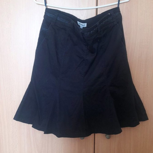 Skirt blue summer used with satin design at waist large