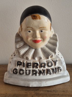 Pierrot Gourmand antique confectionery counter display bust