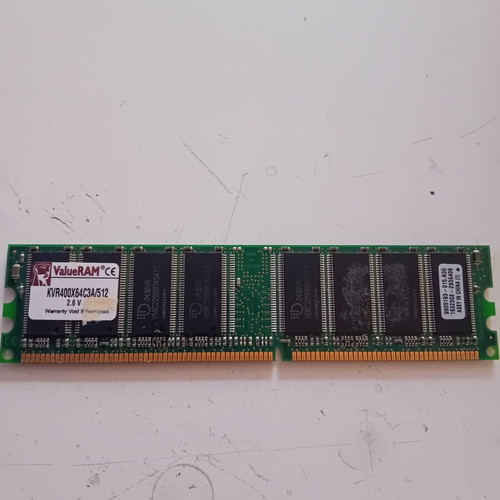 DDR1 512MB memory used, model KVR400X64C3A/512, 400 MHz