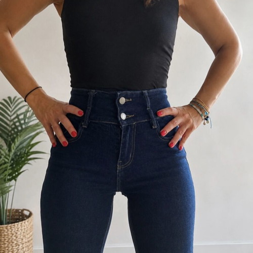 High-waist cropped jeans like new, dark blue, bell-bottom