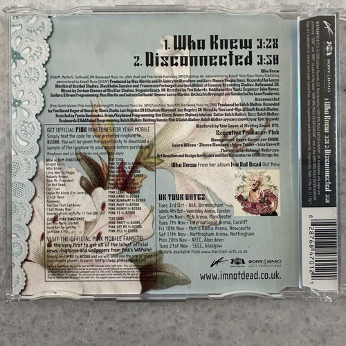 Pink Who Knew CD single, pop