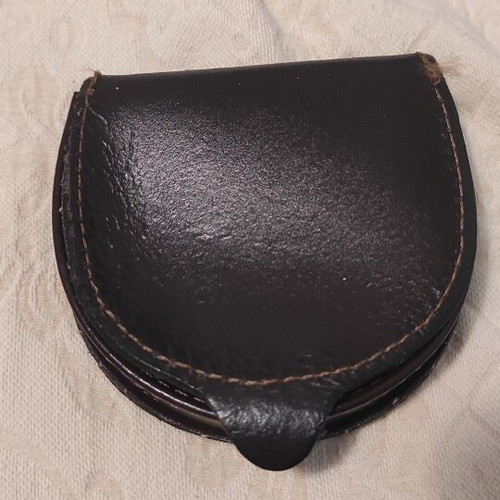 Coin purse used, dark brown leather