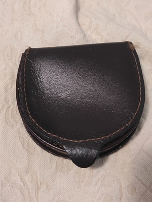 Coin purse used, dark brown leather