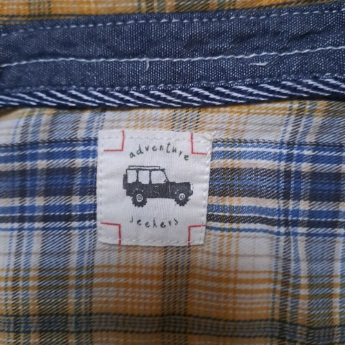 Mothercare toddler shirt used, long sleeve, yellow and blue plaid, 18-24 months